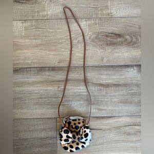 Little Girls Genuine Fur Leather Leopard Print Crossbody Bag